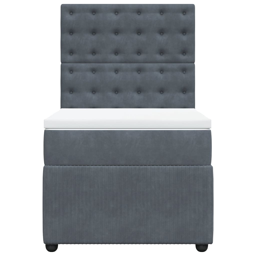 Boxspring met matras fluweel donkergrijs 90x190 cm