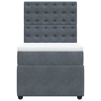 Boxspring met matras fluweel donkergrijs 90x190 cm