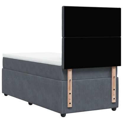 Boxspring met matras fluweel donkergrijs 90x190 cm