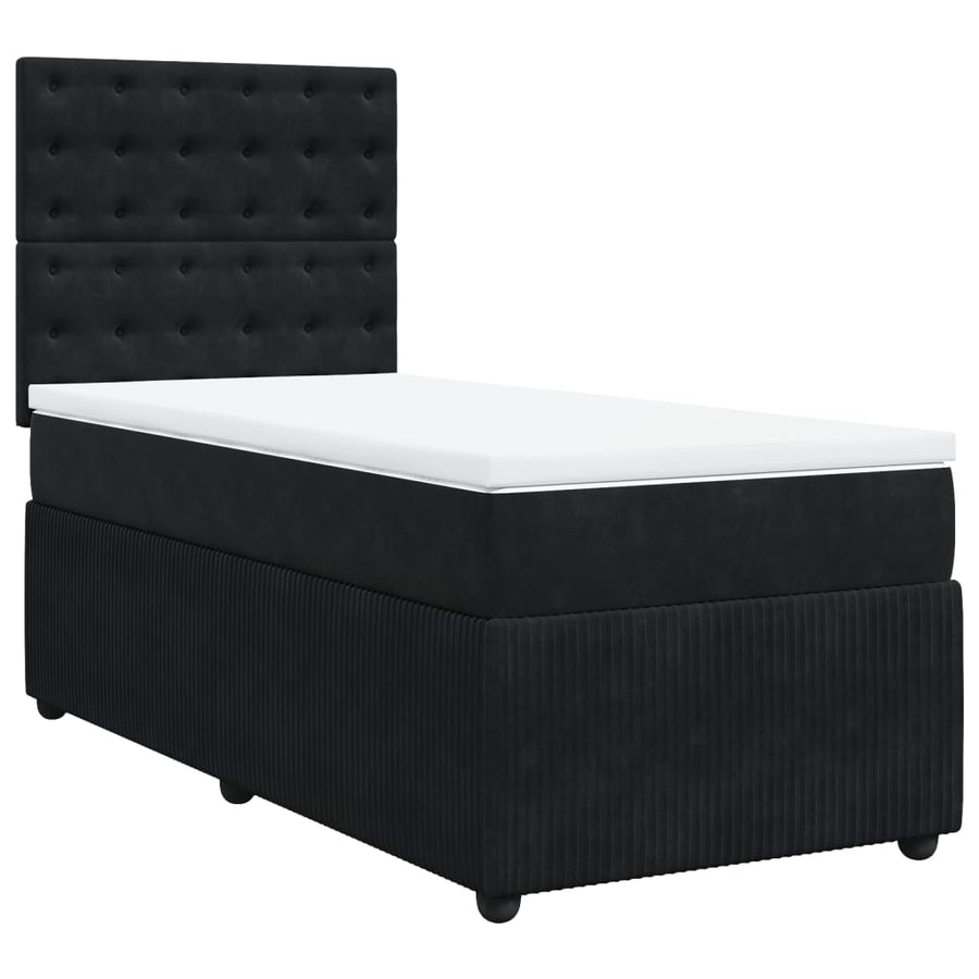 Boxspring met matras fluweel zwart 90x190 cm