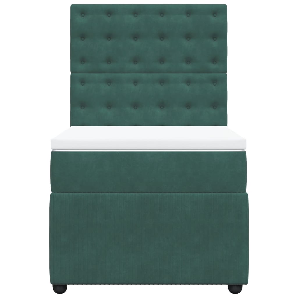 Boxspring met matras fluweel donkergroen 90x190 cm