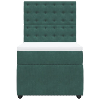 Boxspring met matras fluweel donkergroen 90x190 cm