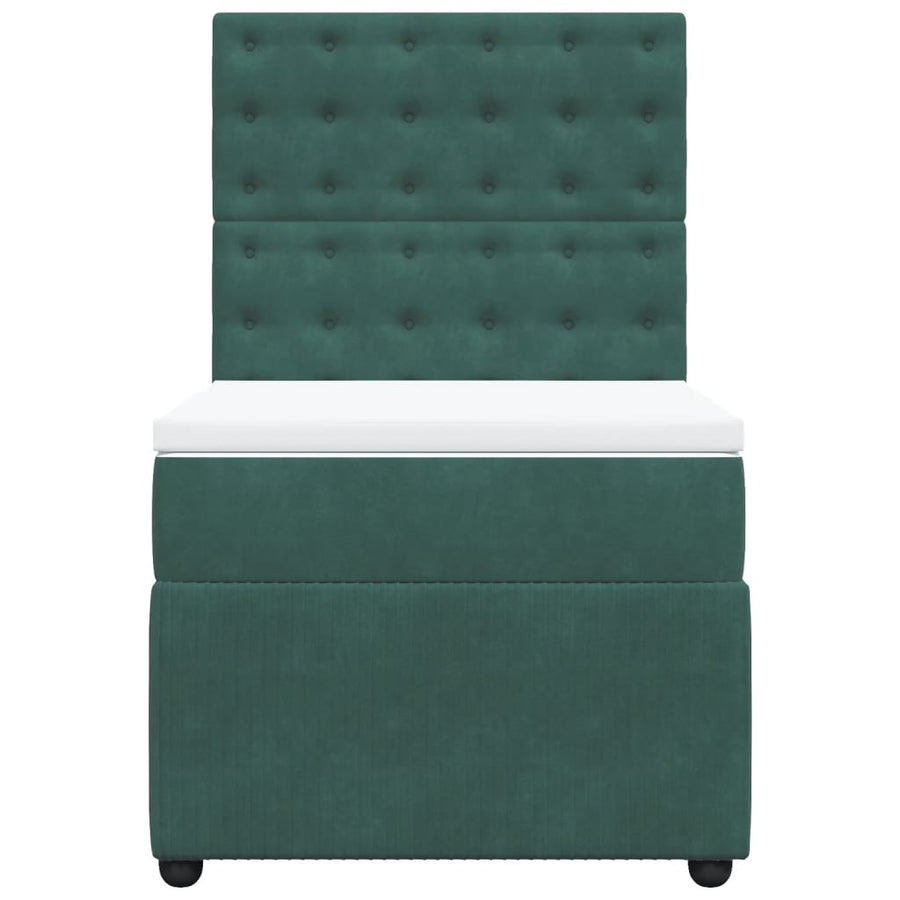 Boxspring met matras fluweel donkergroen 90x190 cm