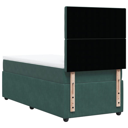 Boxspring met matras fluweel donkergroen 90x190 cm