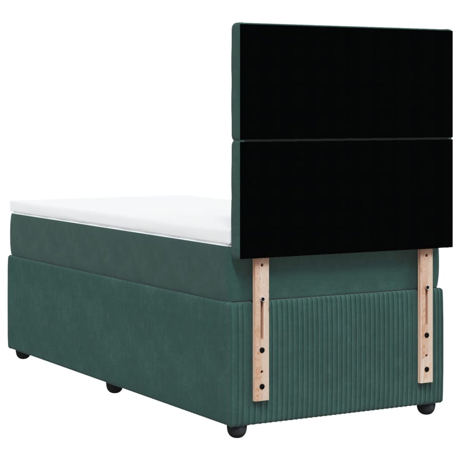 Boxspring met matras fluweel donkergroen 90x190 cm