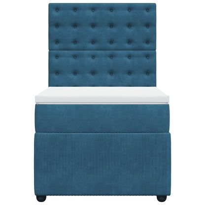 Boxspring met matras fluweel donkerblauw 90x190 cm