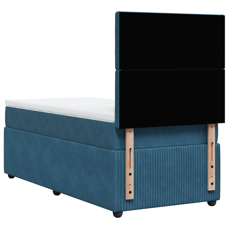 Boxspring met matras fluweel donkerblauw 90x190 cm