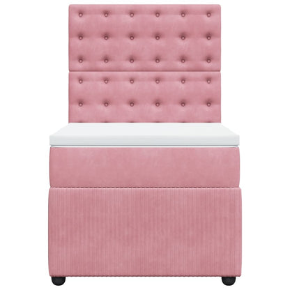 Boxspring met matras fluweel roze 90x190 cm