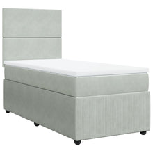 Boxspring met matras fluweel lichtgrijs 90x200 cm