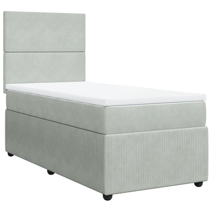 Boxspring met matras fluweel lichtgrijs 90x200 cm