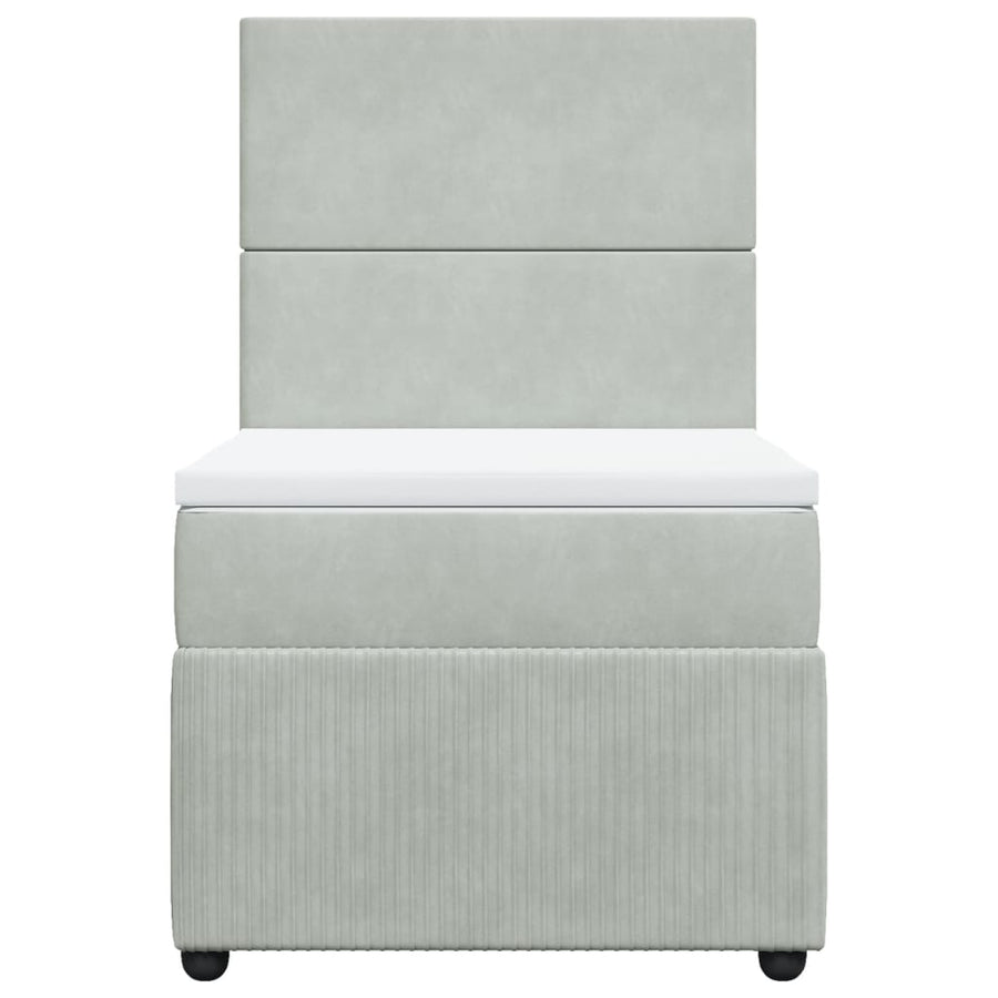 Boxspring met matras fluweel lichtgrijs 90x200 cm