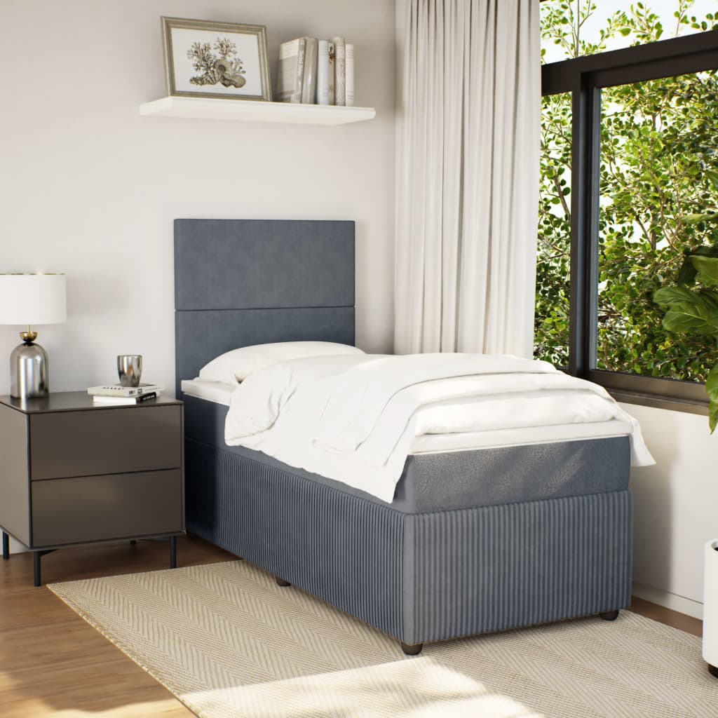 Boxspring met matras fluweel donkergrijs 90x200 cm