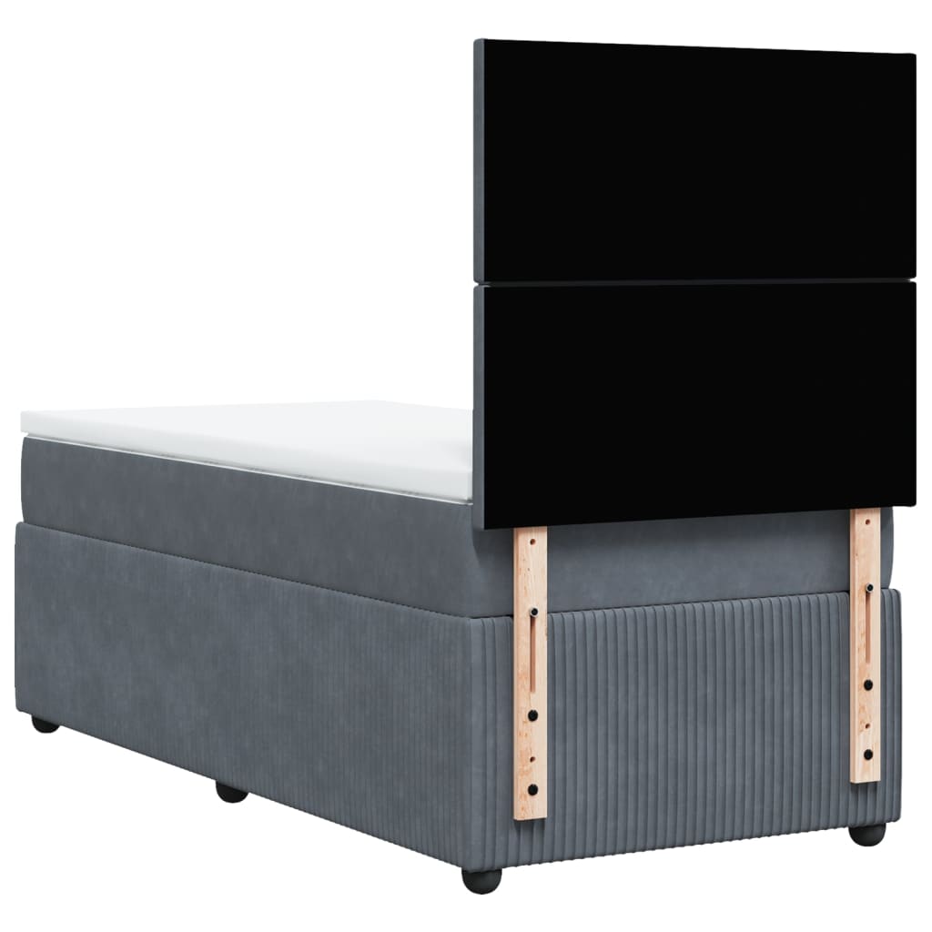 Boxspring met matras fluweel donkergrijs 90x200 cm