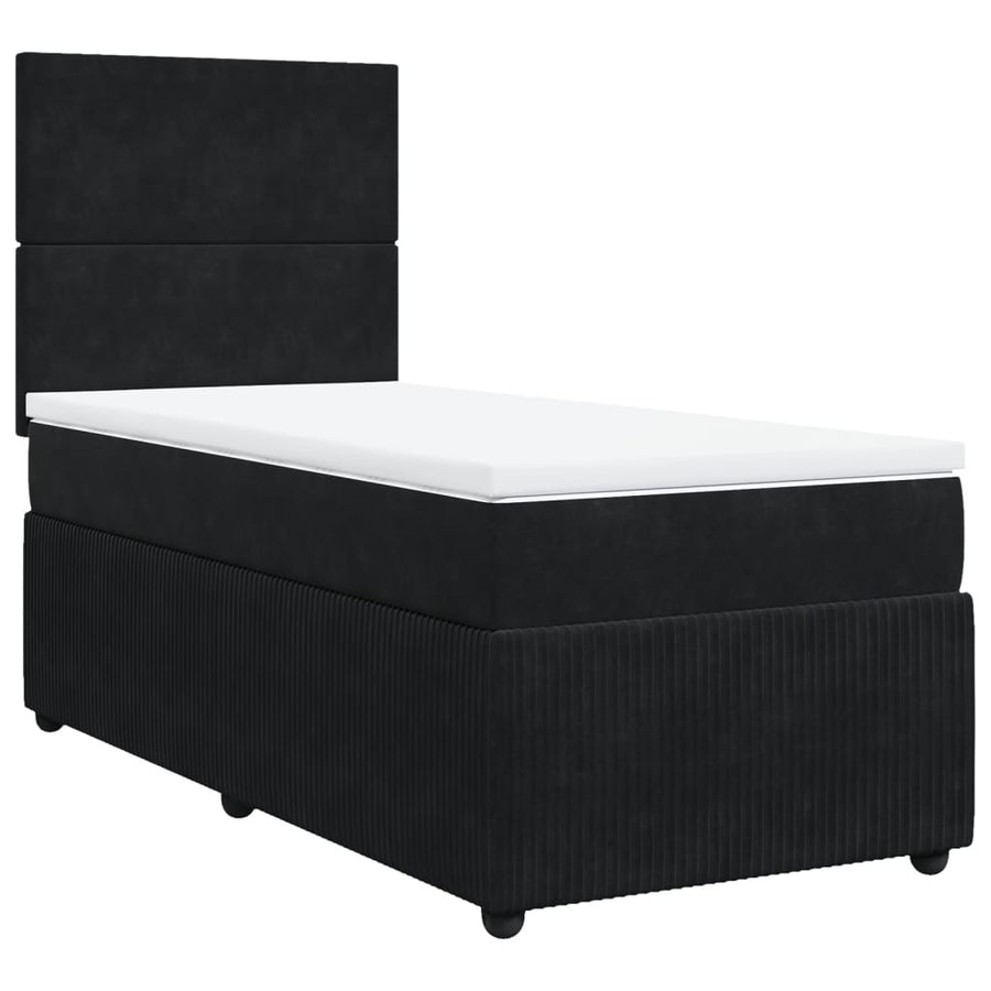 Boxspring met matras fluweel zwart 90x200 cm