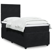 Velvet Black Box Spring Bed with Mattress 90x200 cm