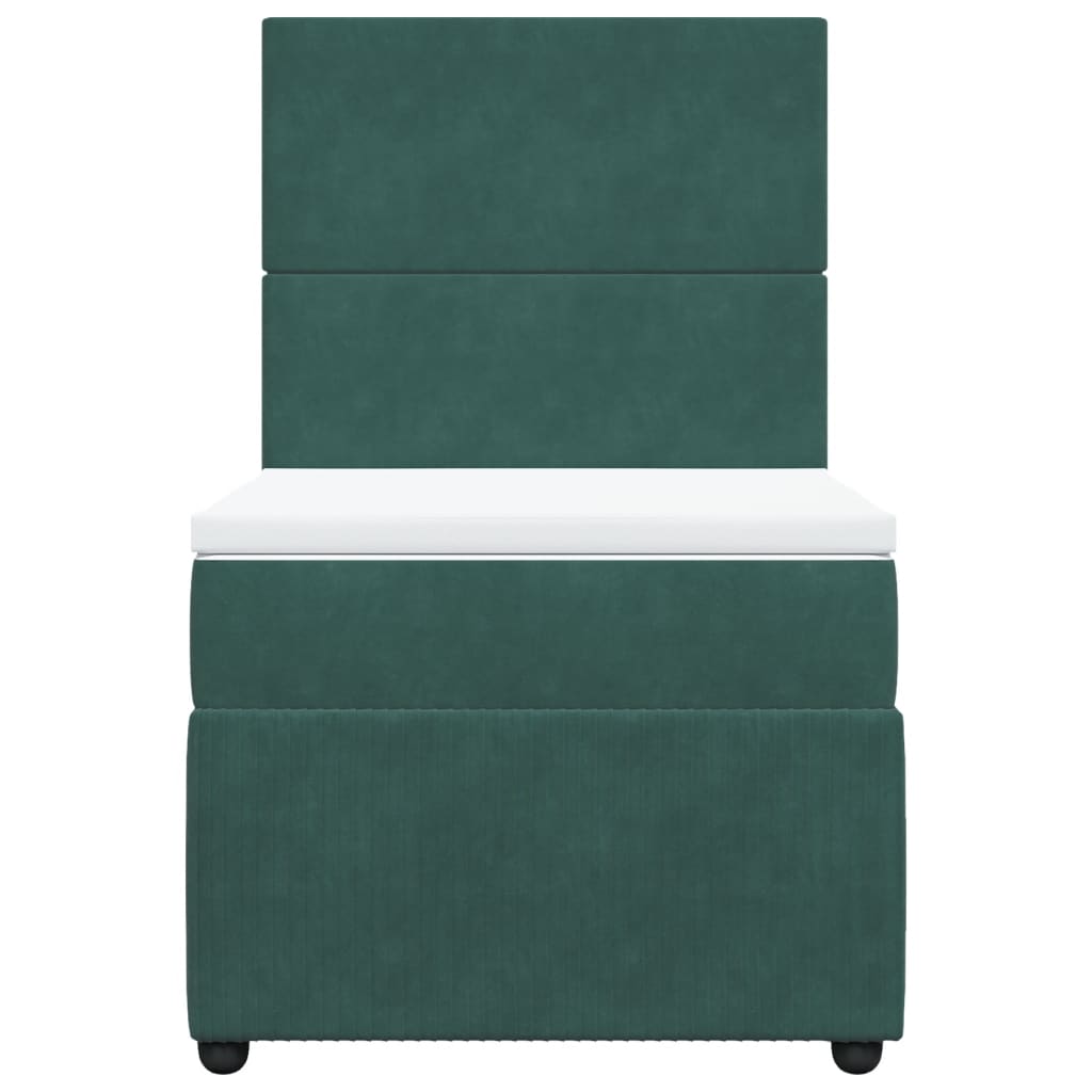 Boxspring met matras fluweel donkergroen 90x200 cm
