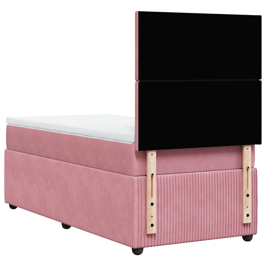 Boxspring met matras fluweel roze 90x200 cm