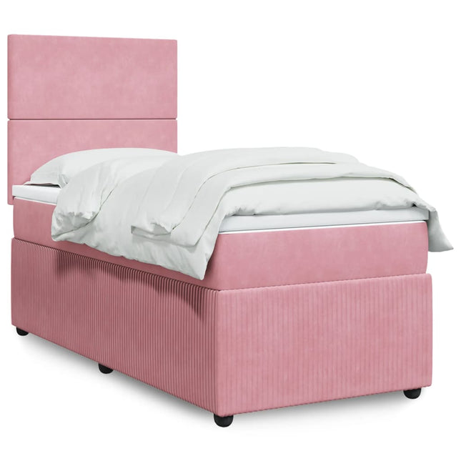 Boxspring met matras fluweel roze 90x200 cm