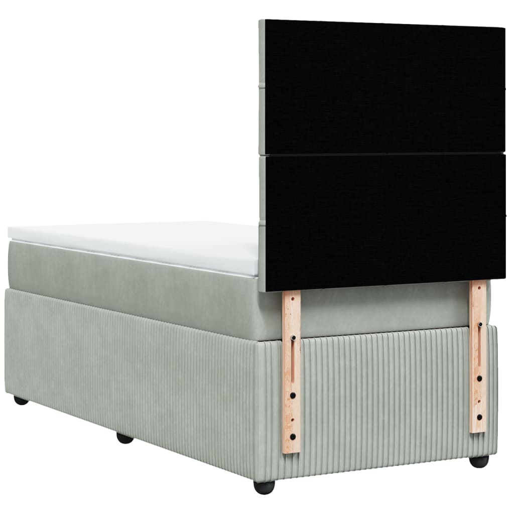 Boxspring met matras fluweel lichtgrijs 90x200 cm
