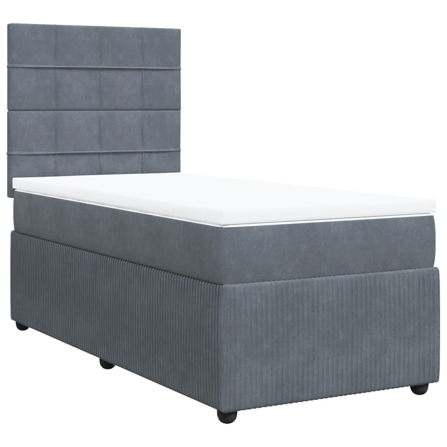 Boxspring met matras fluweel donkergrijs 90x200 cm