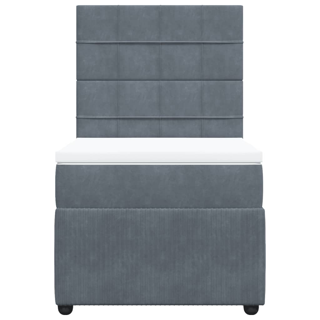 Boxspring met matras fluweel donkergrijs 90x200 cm