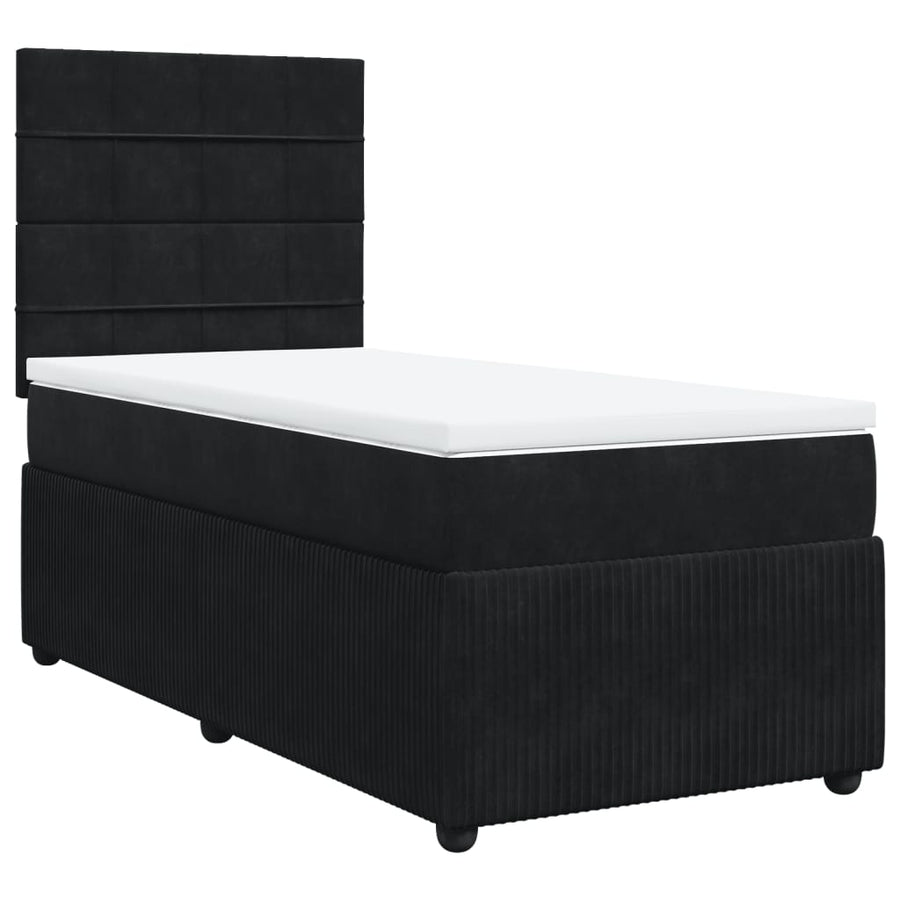 Boxspring met matras fluweel zwart 90x200 cm