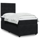 Velvet Black Box Spring Bed with Mattress 90x200 cm