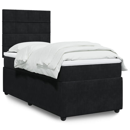 Boxspring met matras fluweel zwart 90x200 cm