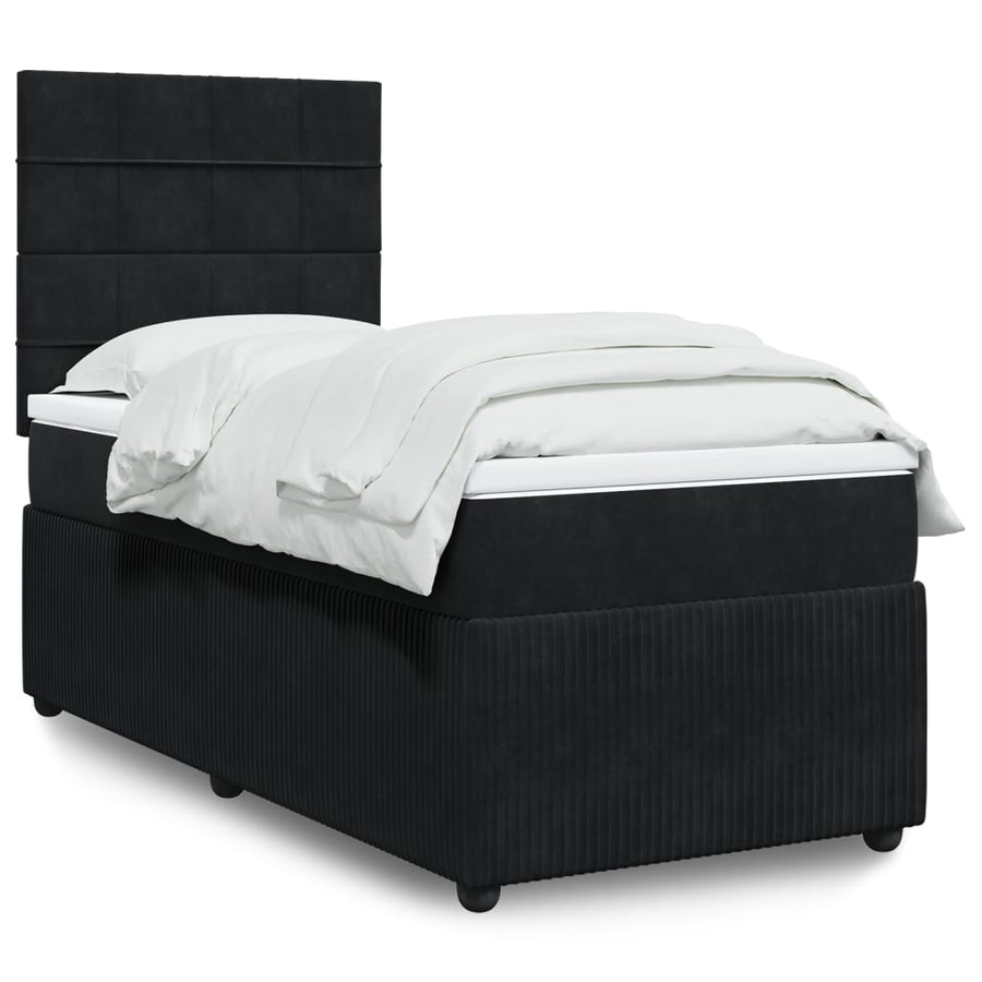 Boxspring met matras fluweel zwart 90x200 cm