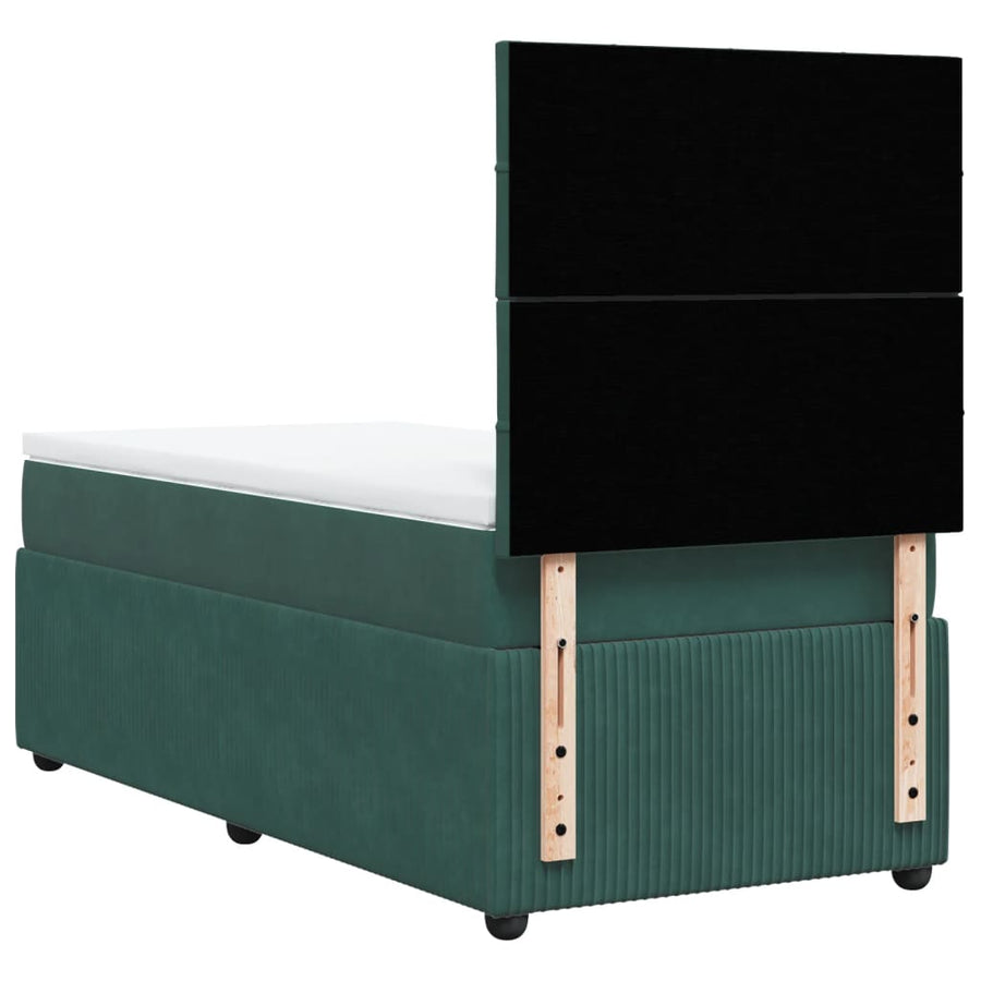 Boxspring met matras fluweel donkergroen 90x200 cm