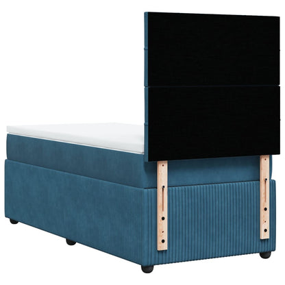 Boxspring met matras fluweel donkerblauw 90x200 cm