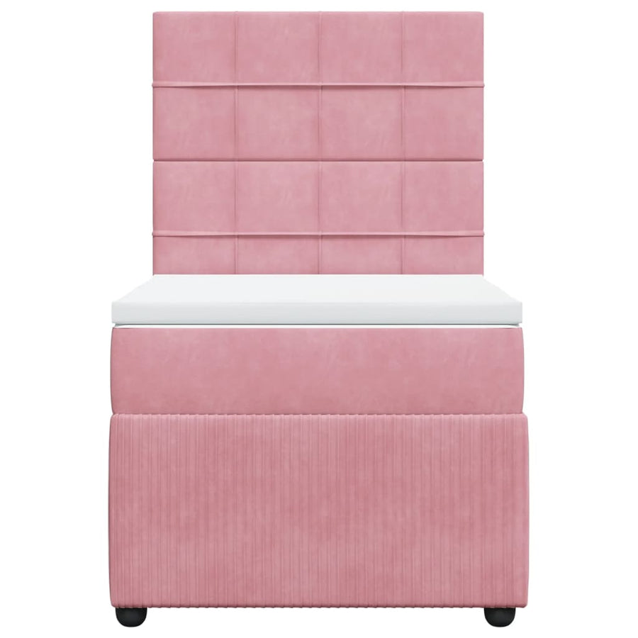 Boxspring met matras fluweel roze 90x200 cm