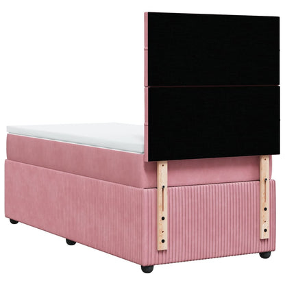 Boxspring met matras fluweel roze 90x200 cm