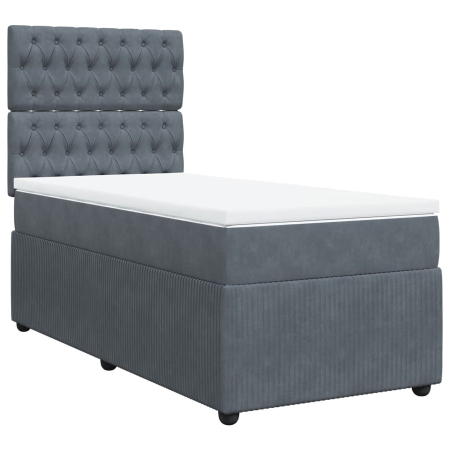 Boxspring met matras fluweel donkergrijs 90x200 cm