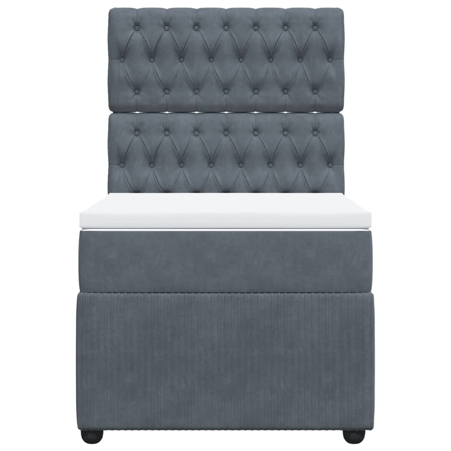 Boxspring met matras fluweel donkergrijs 90x200 cm