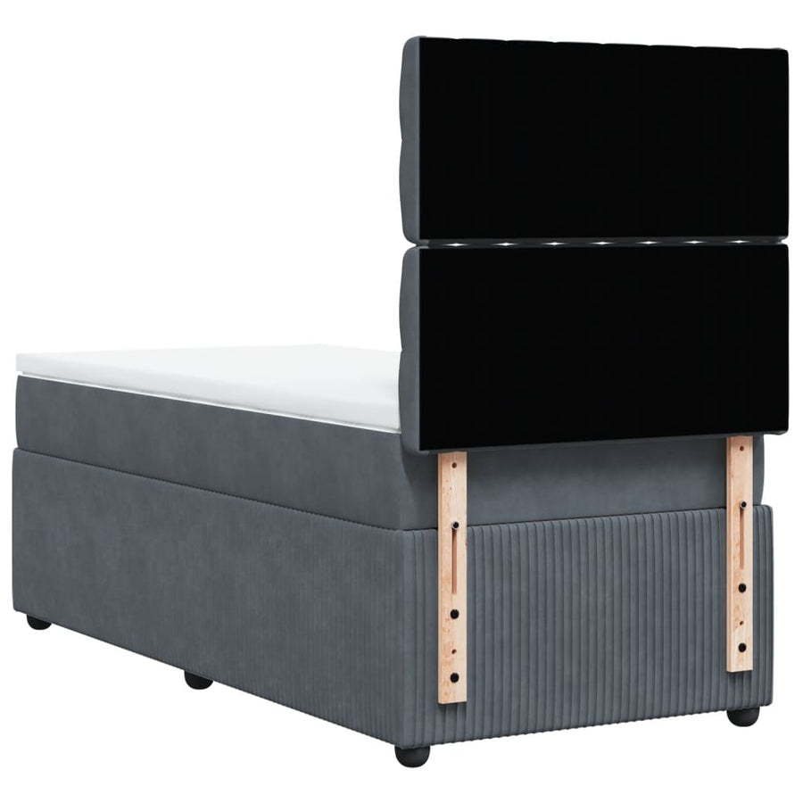 Boxspring met matras fluweel donkergrijs 90x200 cm