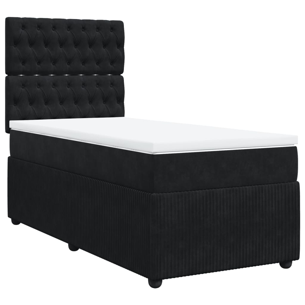 Boxspring met matras fluweel zwart 90x200 cm