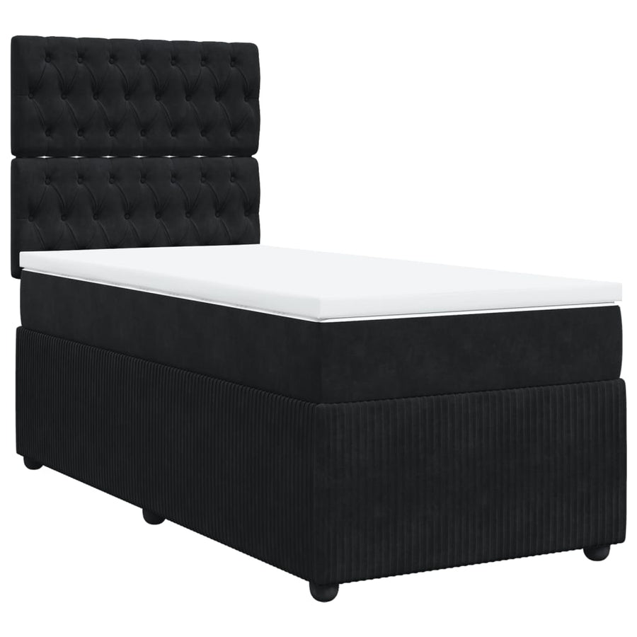 Boxspring met matras fluweel zwart 90x200 cm