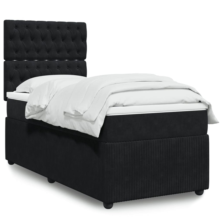 Boxspring met matras fluweel zwart 90x200 cm