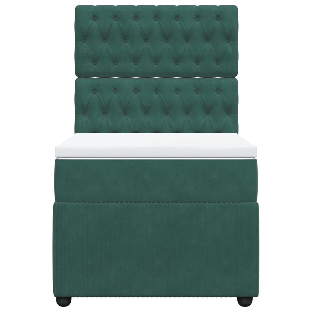Boxspring met matras fluweel donkergroen 90x200 cm