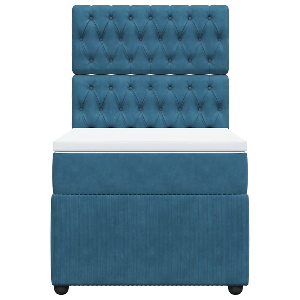 Boxspring met matras fluweel donkerblauw 90x200 cm