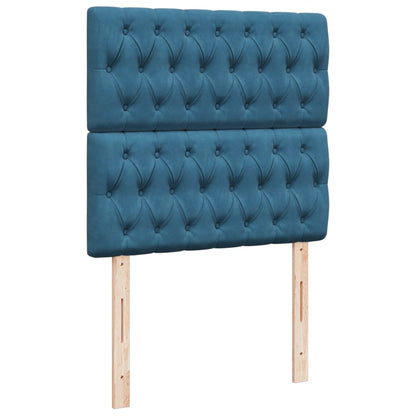 Boxspring met matras fluweel donkerblauw 90x200 cm