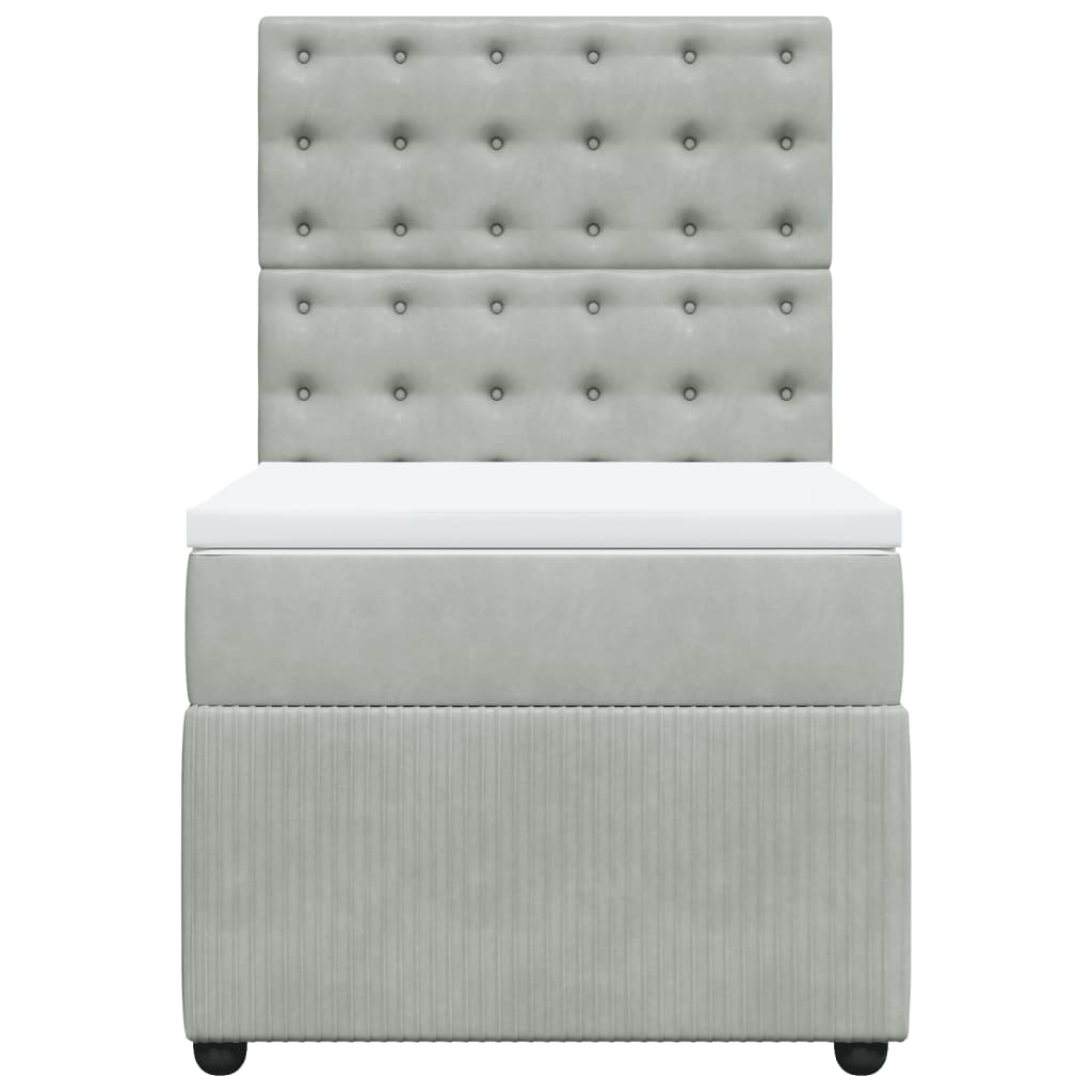 Boxspring met matras fluweel lichtgrijs 90x200 cm