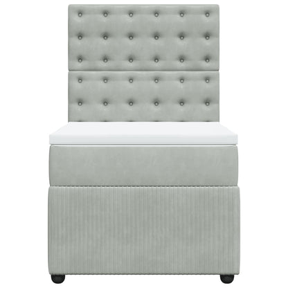 Boxspring met matras fluweel lichtgrijs 90x200 cm