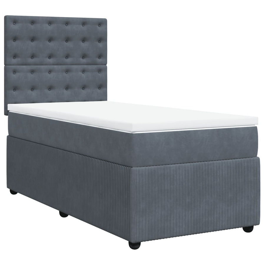 Boxspring met matras fluweel donkergrijs 90x200 cm