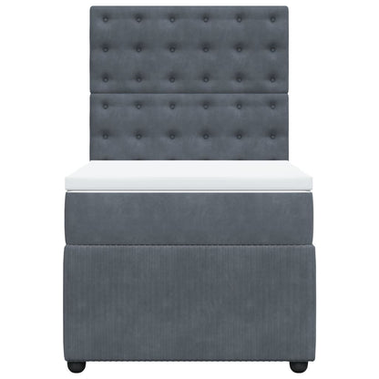 Boxspring met matras fluweel donkergrijs 90x200 cm