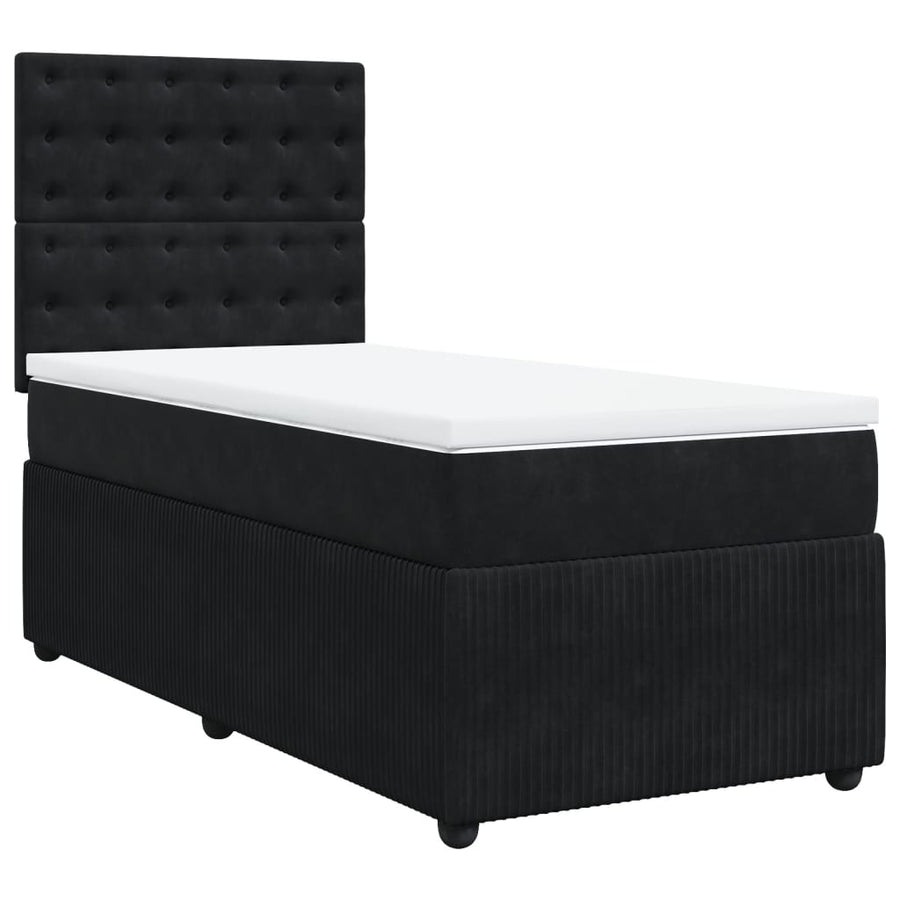Boxspring met matras fluweel zwart 90x200 cm