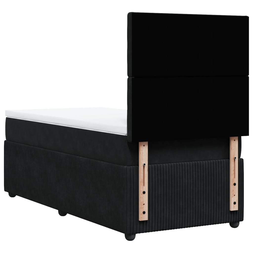 Boxspring met matras fluweel zwart 90x200 cm