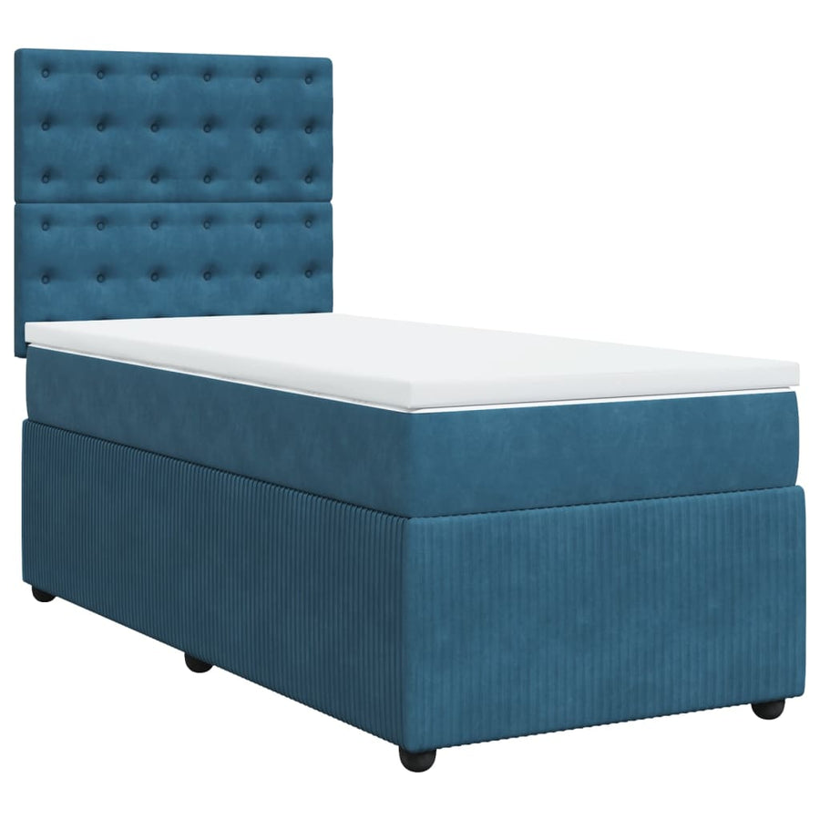 Boxspring met matras fluweel donkerblauw 90x200 cm