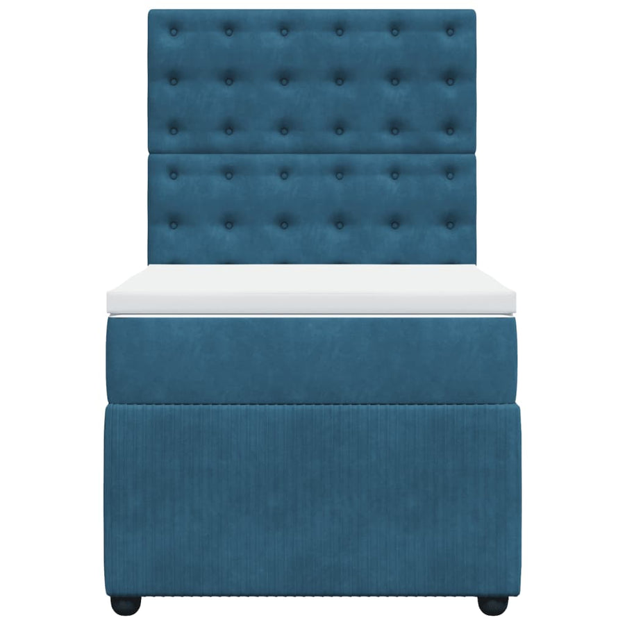 Boxspring met matras fluweel donkerblauw 90x200 cm